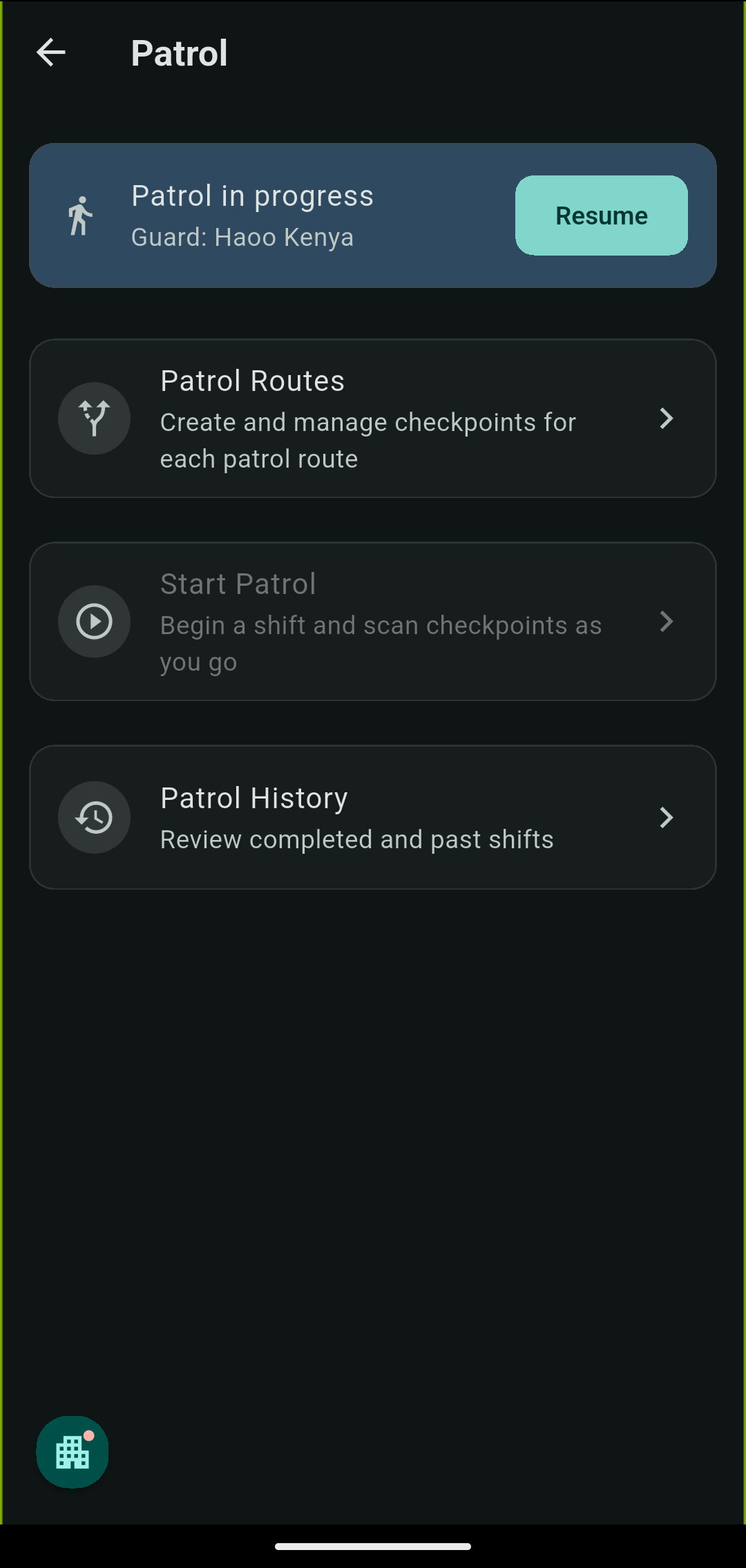 Kodi Admin guard patrol screen